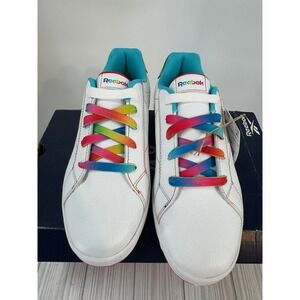Reebok Royal Complete CLN 2.0 Women Tennis Shoes White Rainbow Laces‎ Size 6.5